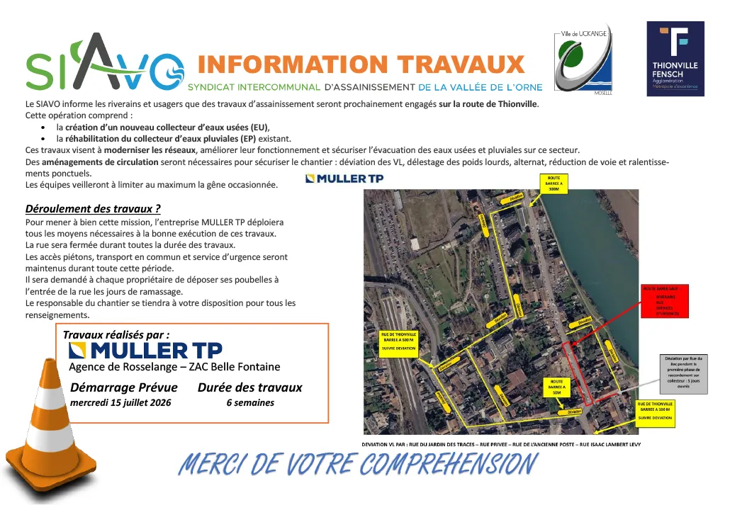 INFORMATION TRAVAUX - ROUTE DE THIONVILLE (UCKANGE)